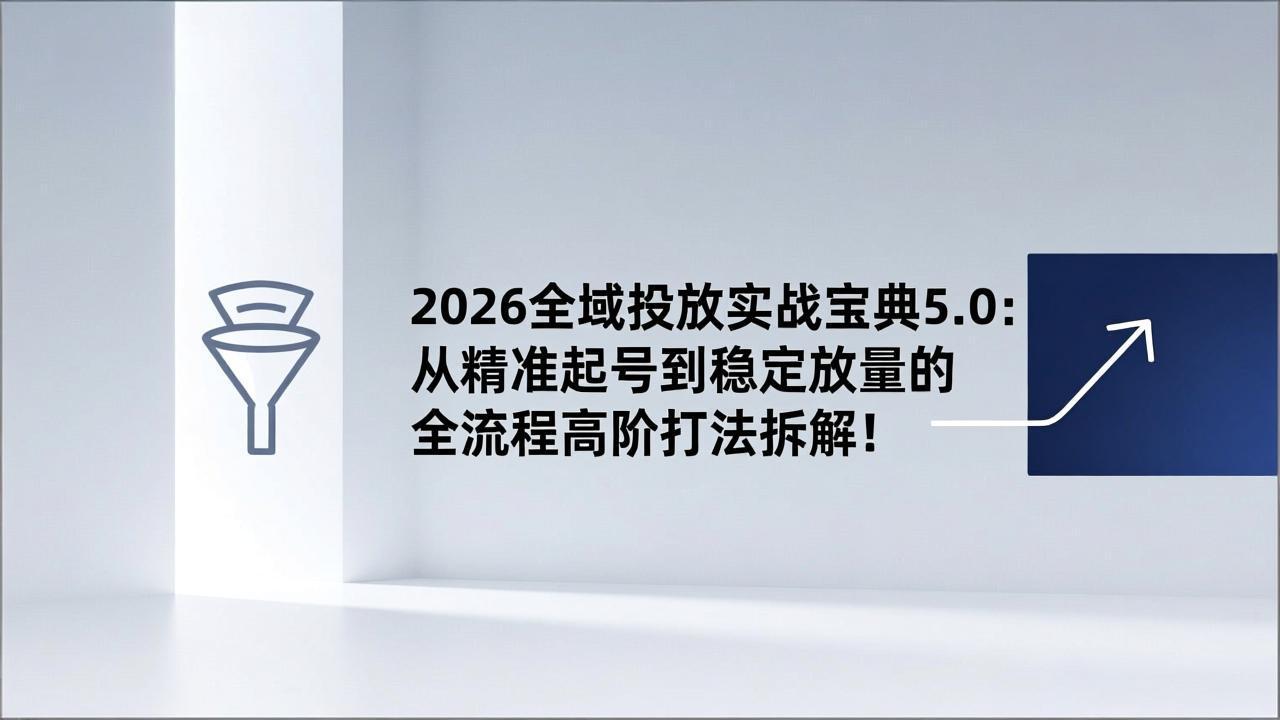 2026全域投放实战宝典5.0：从精准起号到稳定放量的全流程高阶打法拆解！-小行网创