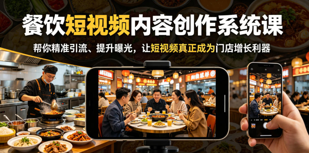 餐饮短视频内容创作系统课,帮你精准引流、提升曝光,让短视频真正成为门店增长利器-小行网创