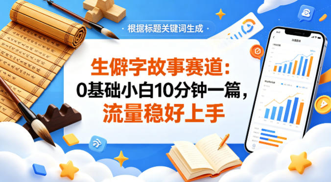 公众号流量主——生僻字故事赛道，流量稳，好上手，0基础小白也能10分钟一篇-小行网创