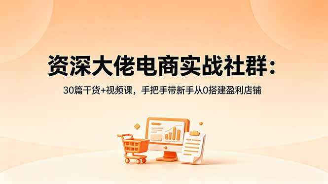 资深大佬电商实战社群:30篇干货+视频课,手把手带新手从0搭建盈利店铺-小行网创