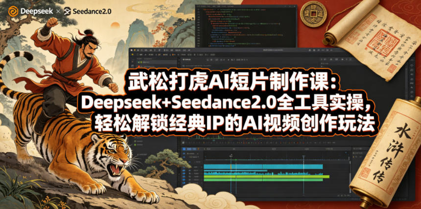 武松打虎AI短片制作课：Deepseek+Seedance2.0全工具实操，轻松解锁经典IP的AI视频创作玩法-小行网创