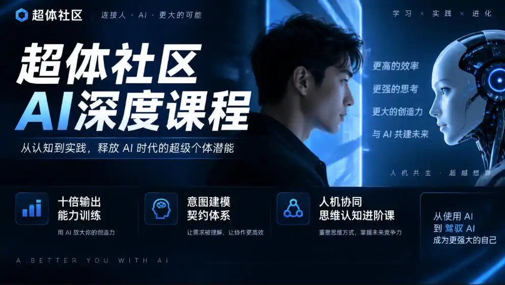 超体社区AI深度课程，十倍输出能力训练，意图建模契约体系，人机协同思维认知进阶课-小行网创