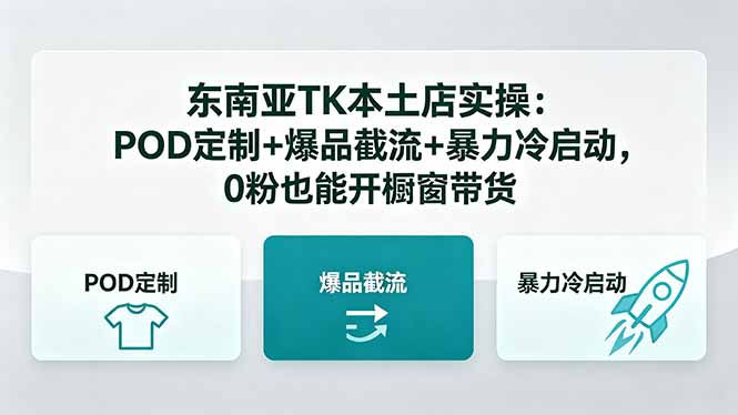 东南亚TK本土店实操：POD定制+爆品截流+暴力冷启动，0粉也能开橱窗带货-小行网创