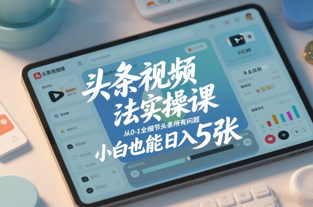 头条视频玩法实操课，从0-1全细节头条所有问题，小白也能日入5张-小行网创