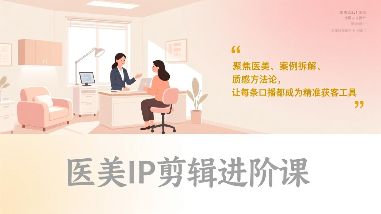 医美IP剪辑进阶课，聚焦医美、案例拆解、质感方法论，让每条口播都成为精准获客工具-小行网创