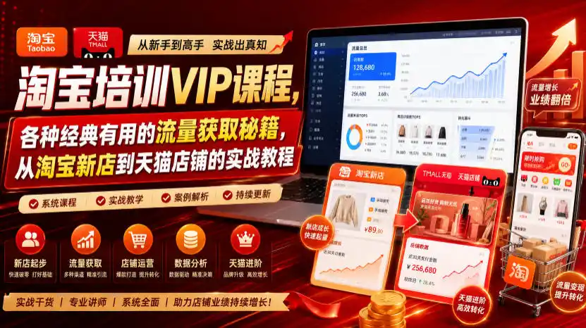 淘宝培训VIP课程,各种经典有用的流量获取秘籍,从淘宝新店到天猫店铺的实战教程(更新08月12日)-小行网创