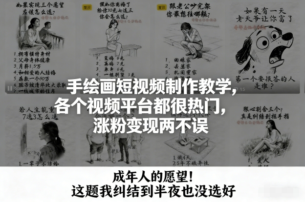 手绘画短视频制作教学，各个视频平台都很热门，涨粉变现两不误-小行网创