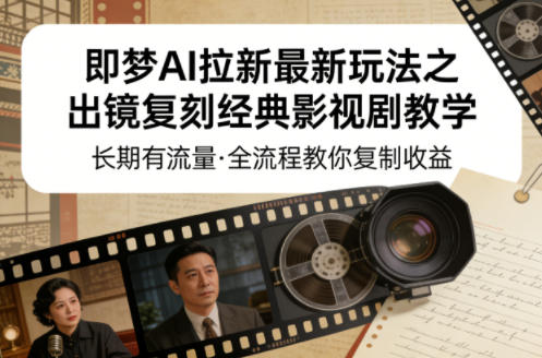 即梦AI拉新最新玩法之出镜复刻经典影视剧教学,长期有流量,全流程教你复制收益-小行网创