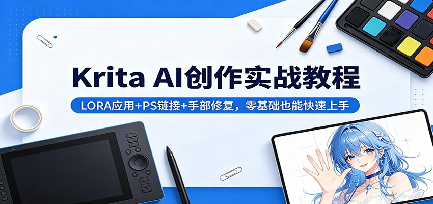 Krita AI创作实战教程：LORA应用+PS链接+手部修复，零基础也能快速上手-小行网创