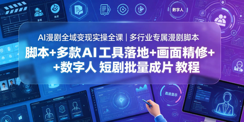 AI漫剧全域变现实操全课|多行业专属漫剧脚本+多款AI工具落地+画面精修+数字人短剧批量成片全教程-小行网创