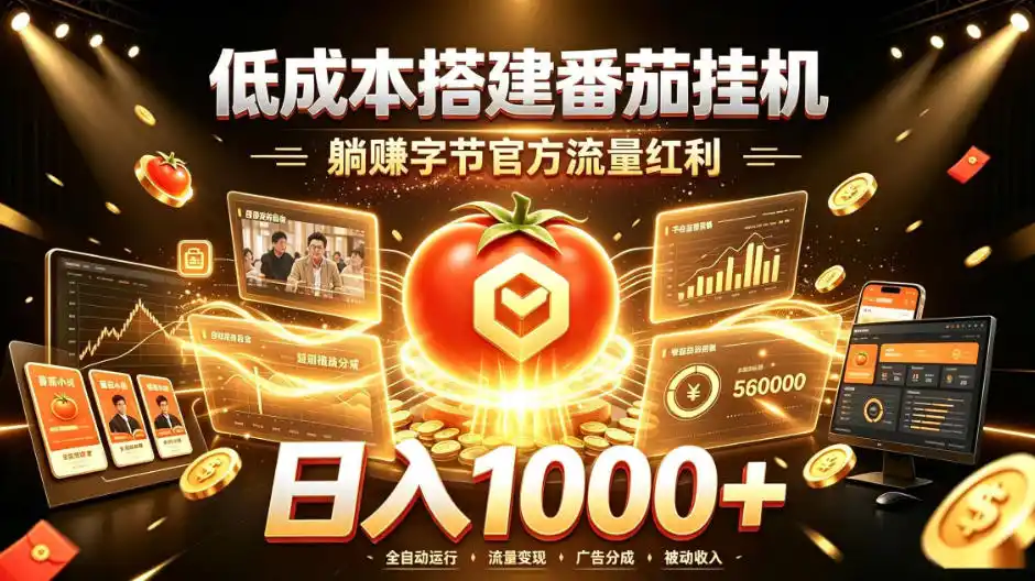 低成本搭建番茄挂G，躺賺字节官方流量红利，日入1k+，全程傻瓜式落地【揭秘】-小行网创