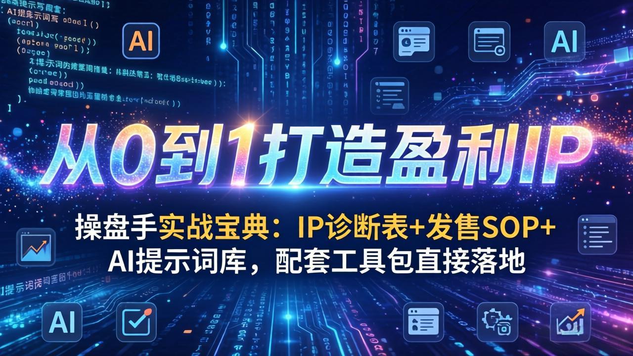 操盘手实战宝典：IP诊断表+发售SOP+AI提示词库，配套工具包直接落地，从0到1打造盈利IP-小行网创