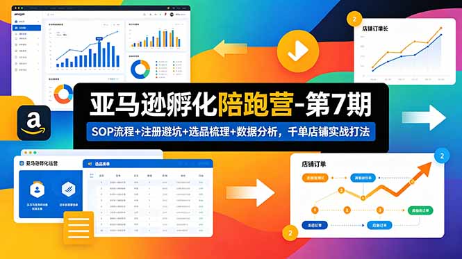 亚马逊孵化陪跑营-第7期：SOP流程+注册避坑+选品梳理+数据分析，千单店铺实战打法-小行网创