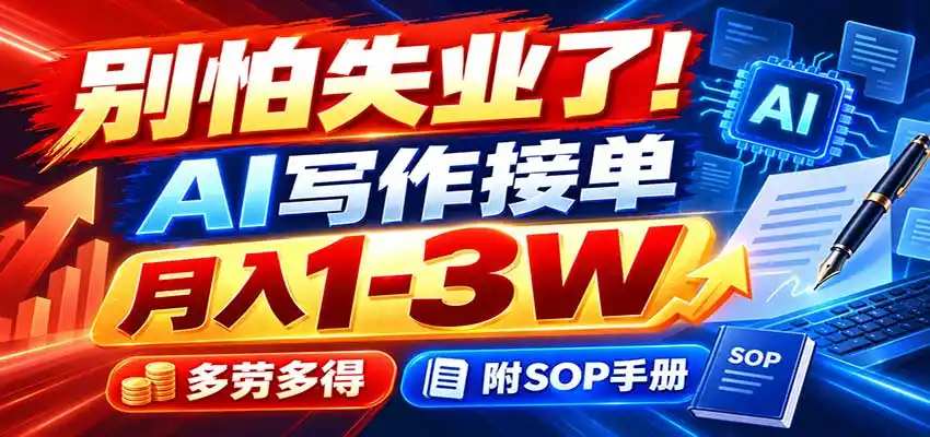 别怕失业了！AI写作接单月入1-3W，多劳多得，附SOP手册-小行网创