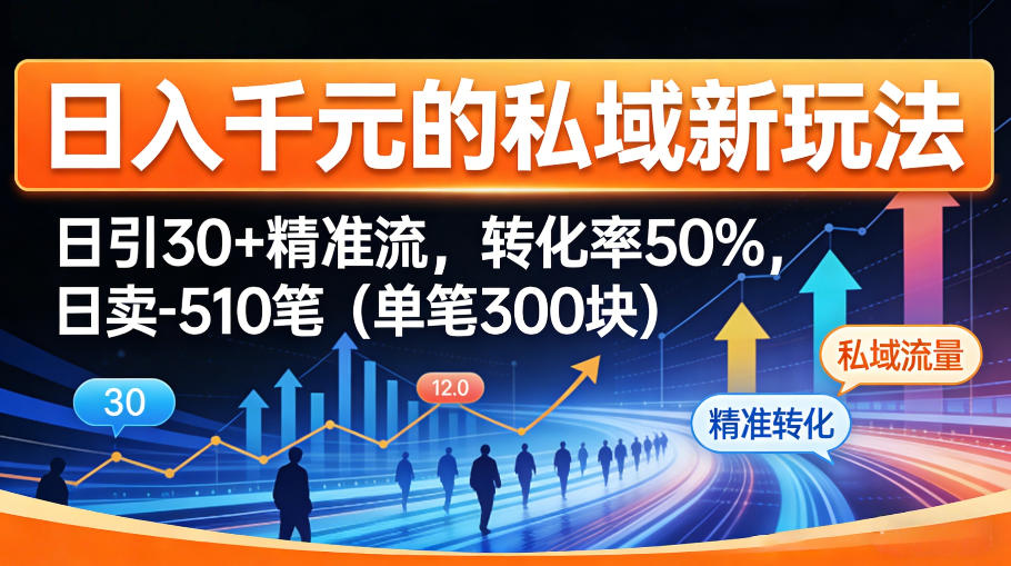 日入千米的私域新玩法：日引30＋精准流，转化率50%，日卖5-10笔(单笔300米)-小行网创