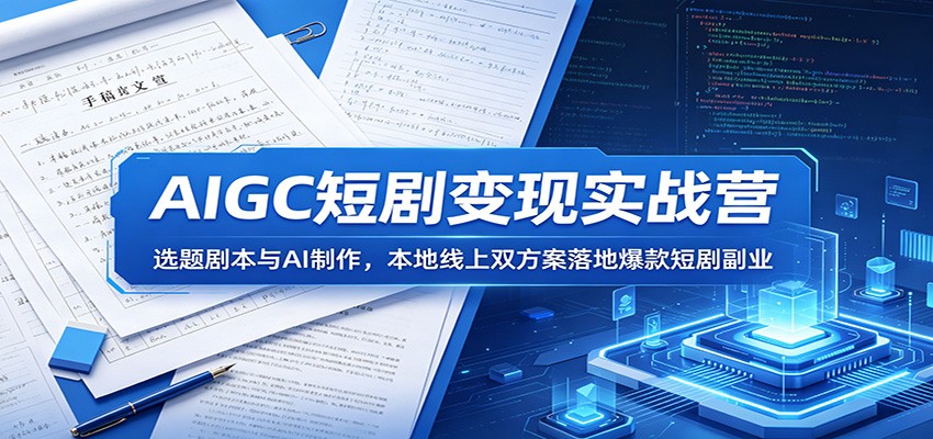 AIGC短剧变现实战营:选题剧本与AI制作,本地线上双方案落地爆款短剧副业-小行网创