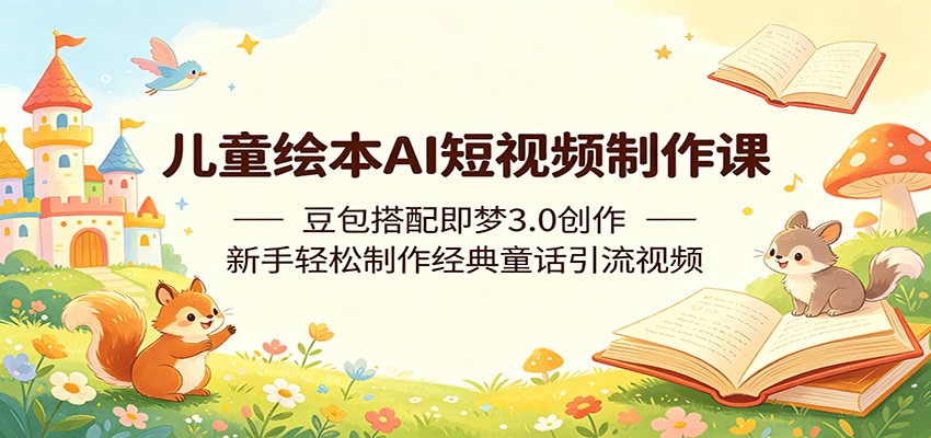 儿童绘本AI短视频制作课:豆包搭配即梦3.0创作,新手轻松制作经典童话引流视频-小行网创