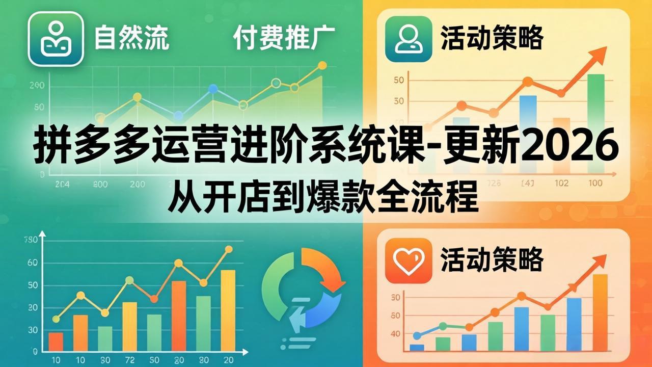 拼多多运营进阶系统课-更新2026：从开店到爆款全流程，自然流+付费推广+活动策略-小行网创