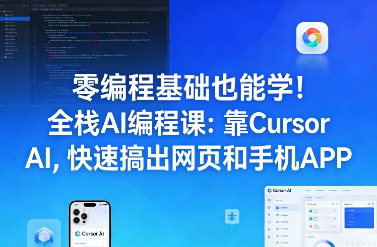 零编程基础也能学！全栈AI编程课：靠Cursor AI，快速搞出网页和手机APP-小行网创
