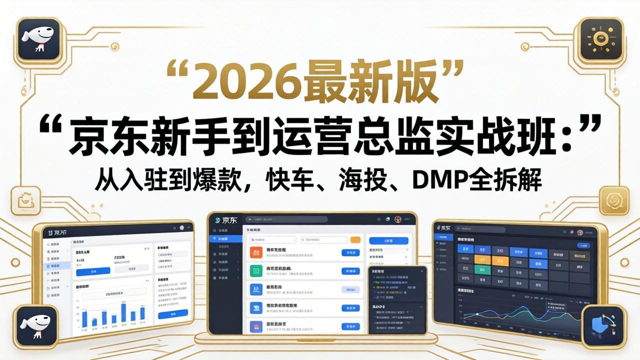 京东新手到运营总监实战班：从入驻到爆款，快车、海投、DMP全拆解，2026最新版-小行网创
