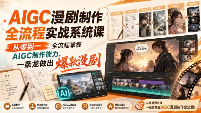 AIGC漫剧制作全流程实战系统课，从零到一全流程掌握AIGC制作能力，一条龙做出爆款漫剧-小行网创
