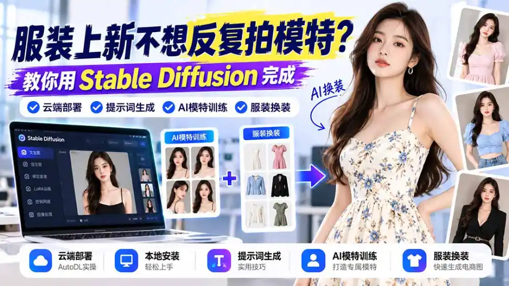 服装上新不想反复拍模特？教你用Stable Diffusion完成云端部署、提示词生成、AI模特训练与换装-小行网创