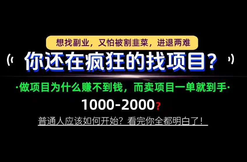 你还在疯狂的找项目？别傻了！卖项目才是真正的一本万利！怎么做，看完你全都明白！【揭秘】-小行网创
