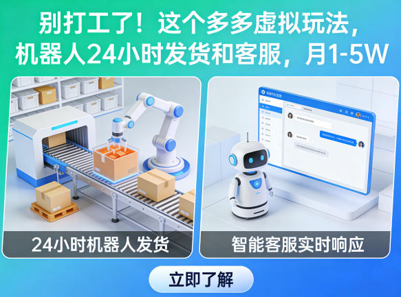 别打工了！这个多多虚拟玩法，机器人24小时发货和客服，月1-5W【揭秘】-小行网创