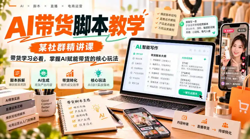 AI带货脚本教学,某社群精讲课,带货学习必看,掌握AI赋能带货的核心玩法-小行网创