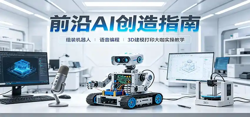 前沿AI创造指南:组装机器人、语音编程、3D建模打印大咖实操教学-小行网创
