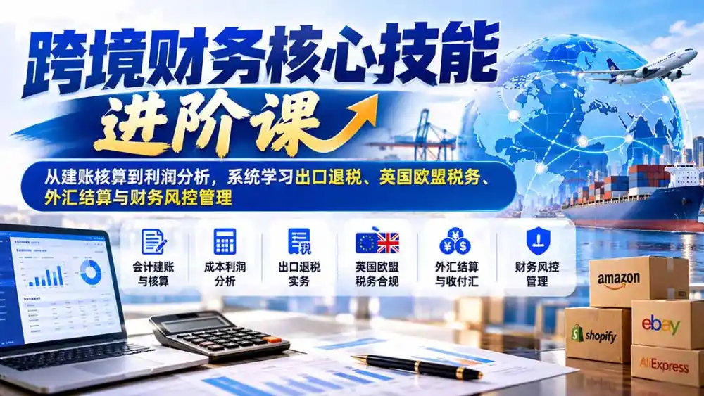 跨境财务核心技能进阶课：从建账核算到利润分析，系统学习出口退税、英国欧盟税务、外汇结算与财务风控管理-小行网创