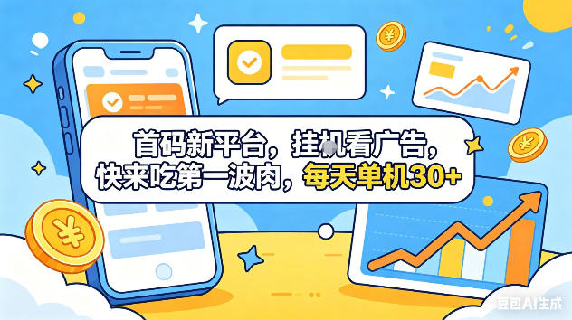 首码新平台,挂G自动看广告,快来吃第一波肉,每天单机30+,可矩阵放大【揭秘】-小行网创