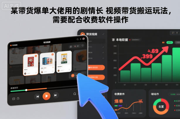 某带货爆单大佬用的剧情长视频带货搬运玩法,需要配合收费软件操作-小行网创