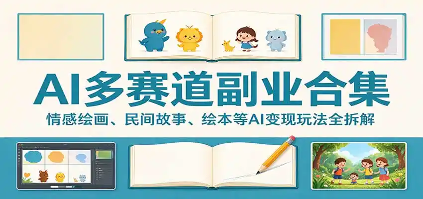 AI多赛道副业合集：情感绘画、民间故事、绘本等AI变现玩法全拆解-小行网创