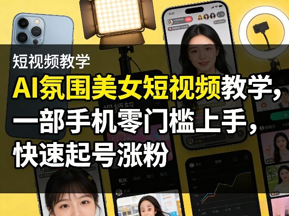 AI氛围美女短视频教学，一部手机零门槛上手，快速起号涨粉-小行网创