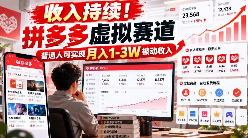 收入持续!拼多多虚拟赛道,普通人可实现月入1-3 W被动收入【揭秘】-小行网创