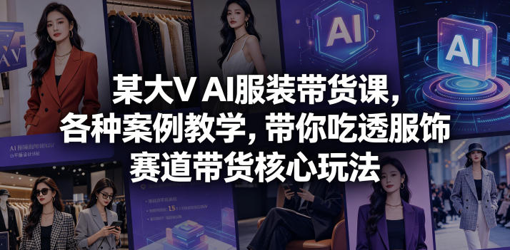 某大V AI服装带货课,各种案例教学,带你吃透服饰赛道带货核心玩法-小行网创