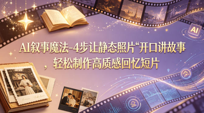 AI叙事魔法-4步让静态照片“开口讲故事”，轻松制作高质感回忆短片-小行网创