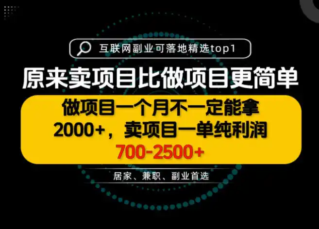一单利润700-2.5K+,为什么我们要卖项目而不是做项目,我们普通人应该怎样开始?【揭秘】-小行网创