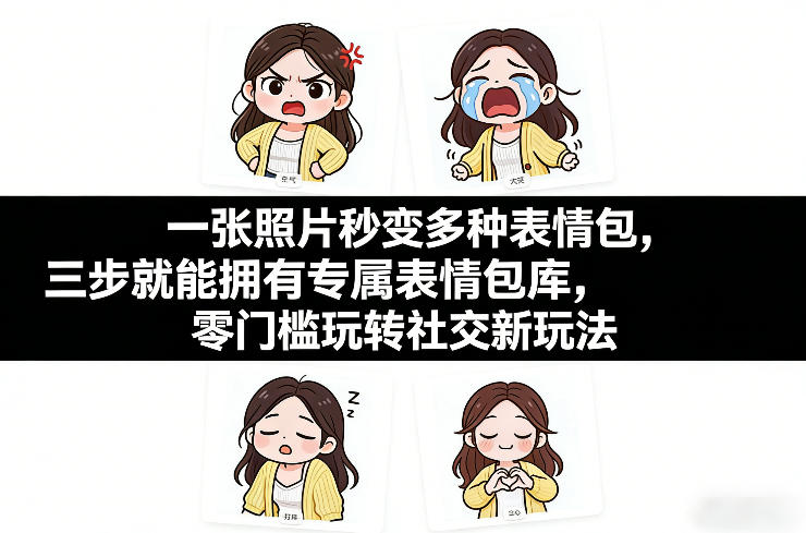 一张照片秒变多种表情包，三步就能拥有专属表情包库，零门槛玩转社交新玩法【文档】-小行网创