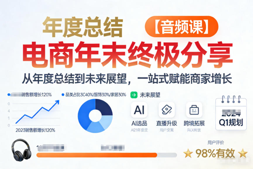 电商年未终极分享，从年度总结到未来展望，一站式赋能商家增长【音频课】-小行网创