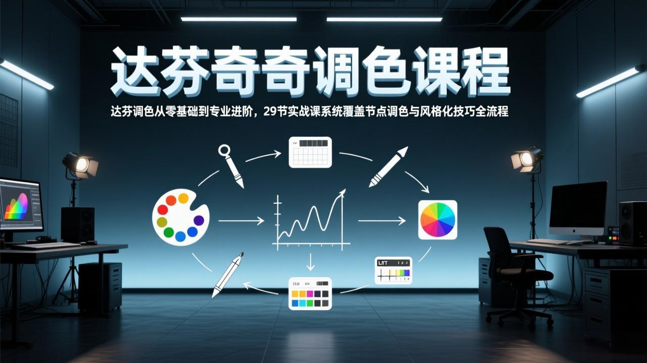 达芬奇调色从零基础到专业进阶，29节实战课系统覆盖节点调色与风格化技巧全流程-小行网创