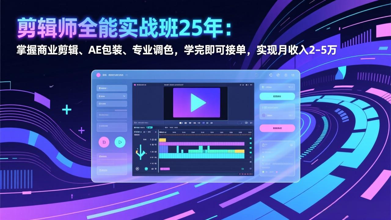 剪辑师全能实战班25年：掌握商业剪辑、AE包装、专业调色，学完即可接单，实现月收入2-5万-小行网创