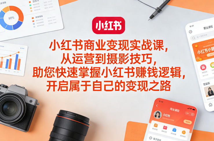 小红书商业变现实战课，从运营到摄影技巧，助您快速掌握小红书賺钱逻辑，开启属于自己的变现之路-小行网创