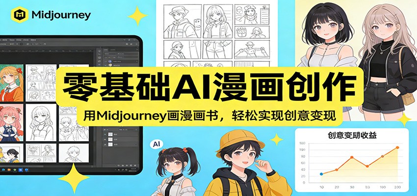 零基础AI漫画创作：用Midjourney画漫画书，轻松实现创意变现-小行网创