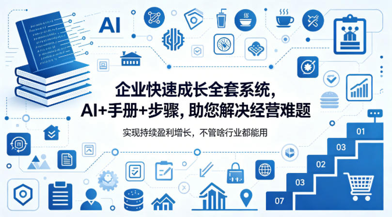 企业快速成长全套系统，AI+手册+步骤，助您解决经营难题，实现持续盈利增长，不管啥行业都能用-小行网创