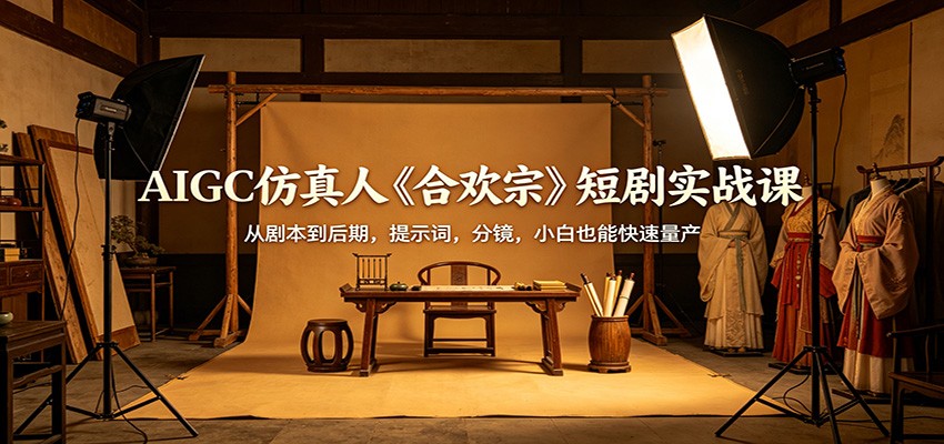 AIGC仿真人《合欢宗》短剧实战课：从剧本到后期，提示词，分镜，小白也能快速量产-小行网创