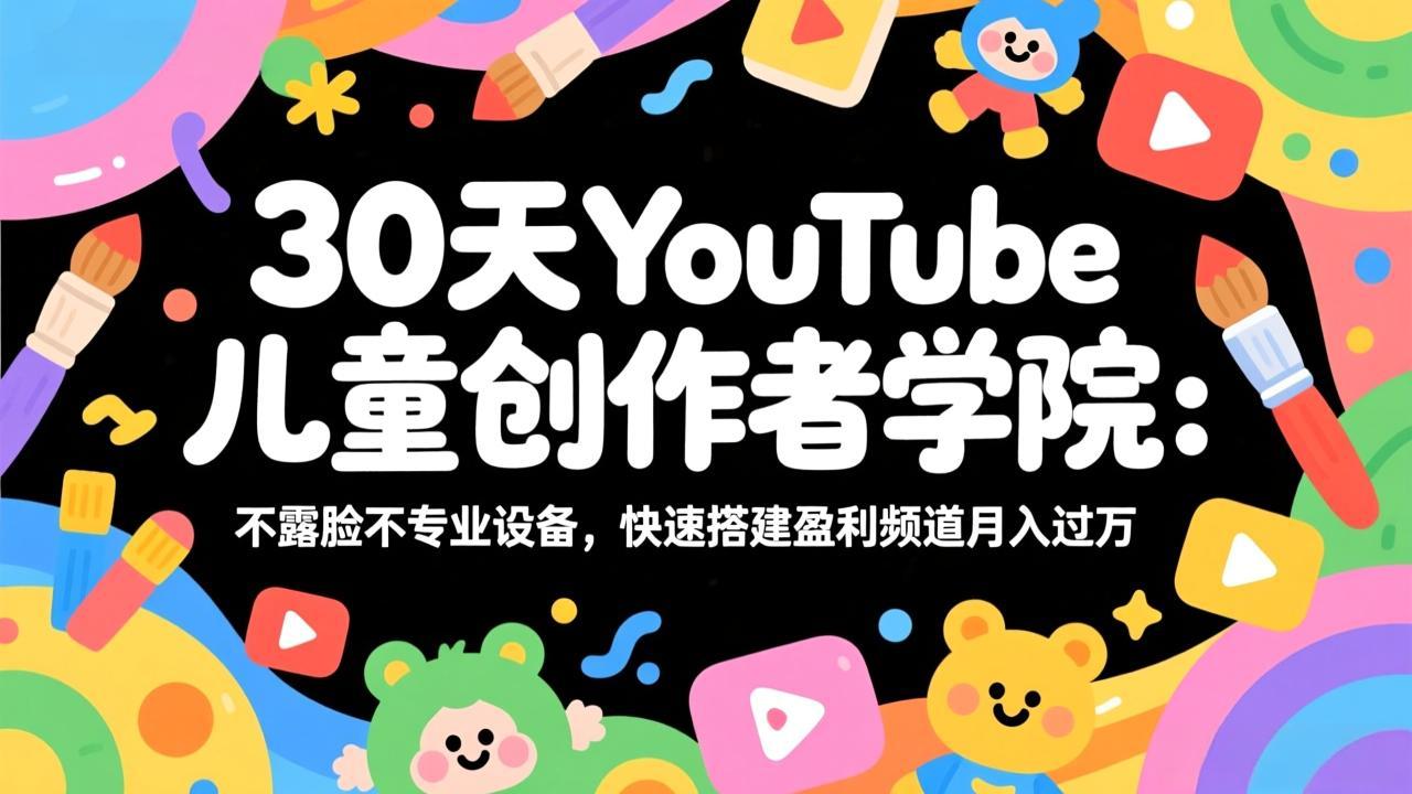 30天YouTube儿童创作者学院:不露脸不专业设备,快速搭建盈利频道月入过万-小行网创