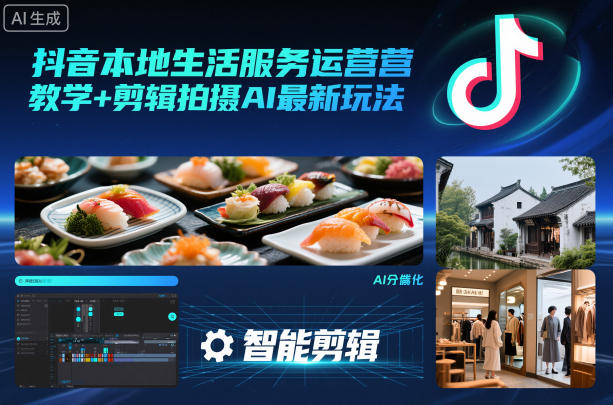 抖音本地生活服务运营教学+剪辑拍摄AI最新玩法-小行网创