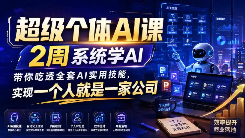 超级个体AI课，2周系统学AI，带你吃透全套AI实用技能，实现一个人就是一家公司-小行网创
